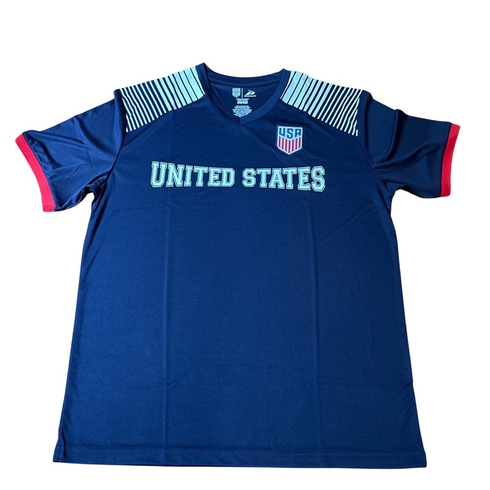 Icon Sports USA Soccer Jersey Mens Navy Blue V-Neck Athletic Top SIZE XL